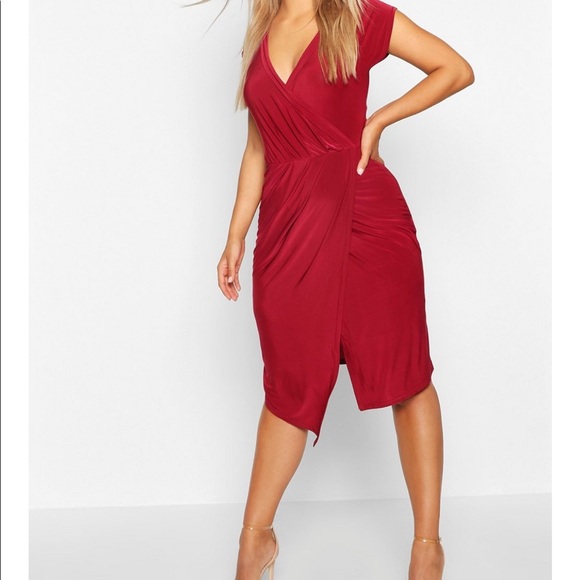 boohoo red dress plus size